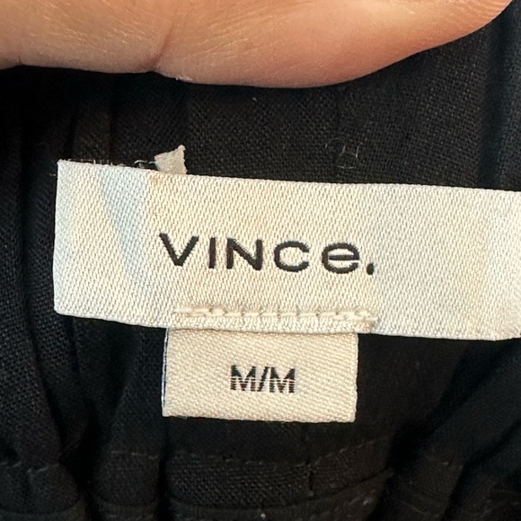 Vince Linen Blend Pleated Wide Leg Pull On Lightweight Black Pants, Medium - Picture 9 of 14